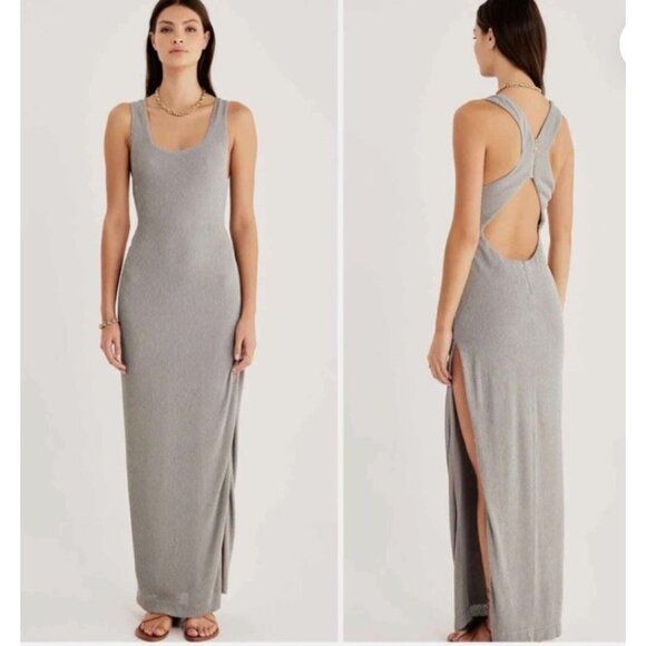 Rumer The Label Rosa Maxi Dress Seafoam Green Sleeveless Ribbed Side Slit Small‎ - Picture 1 of 10